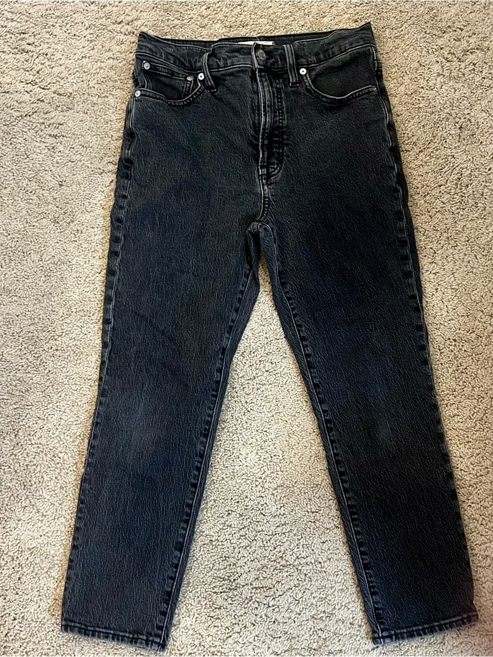 Madewell Perfect Vintage Jeans Black Wash High Rise Straight Leg 27 Petite